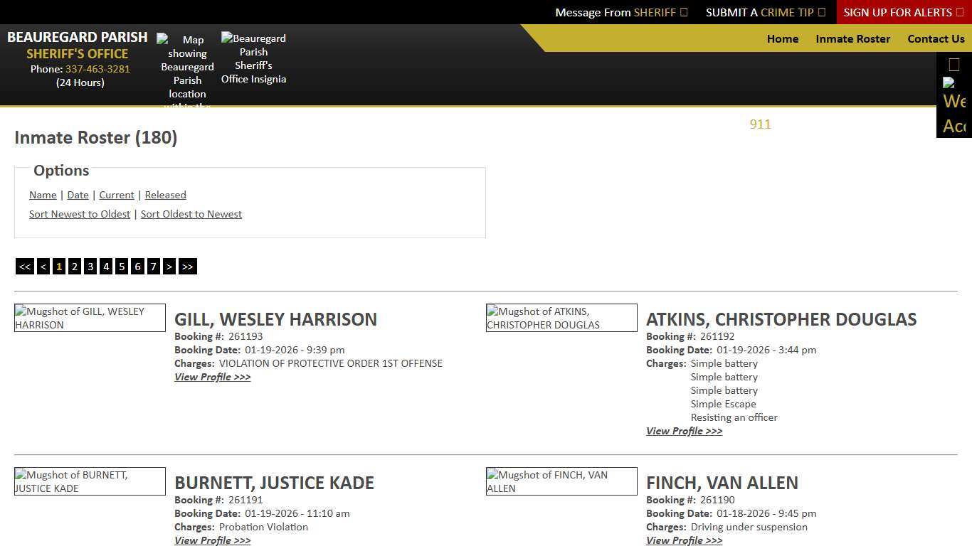 Inmate Roster - Current Inmates Booking Date Descending - Beauregard Parish Sheriff's Office